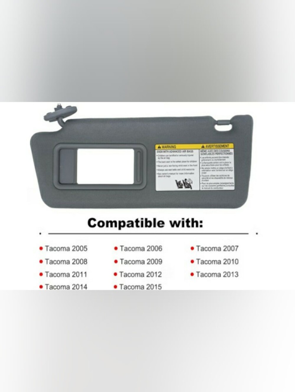 Gray Sun Visor with Vanity Mirror for Tacoma